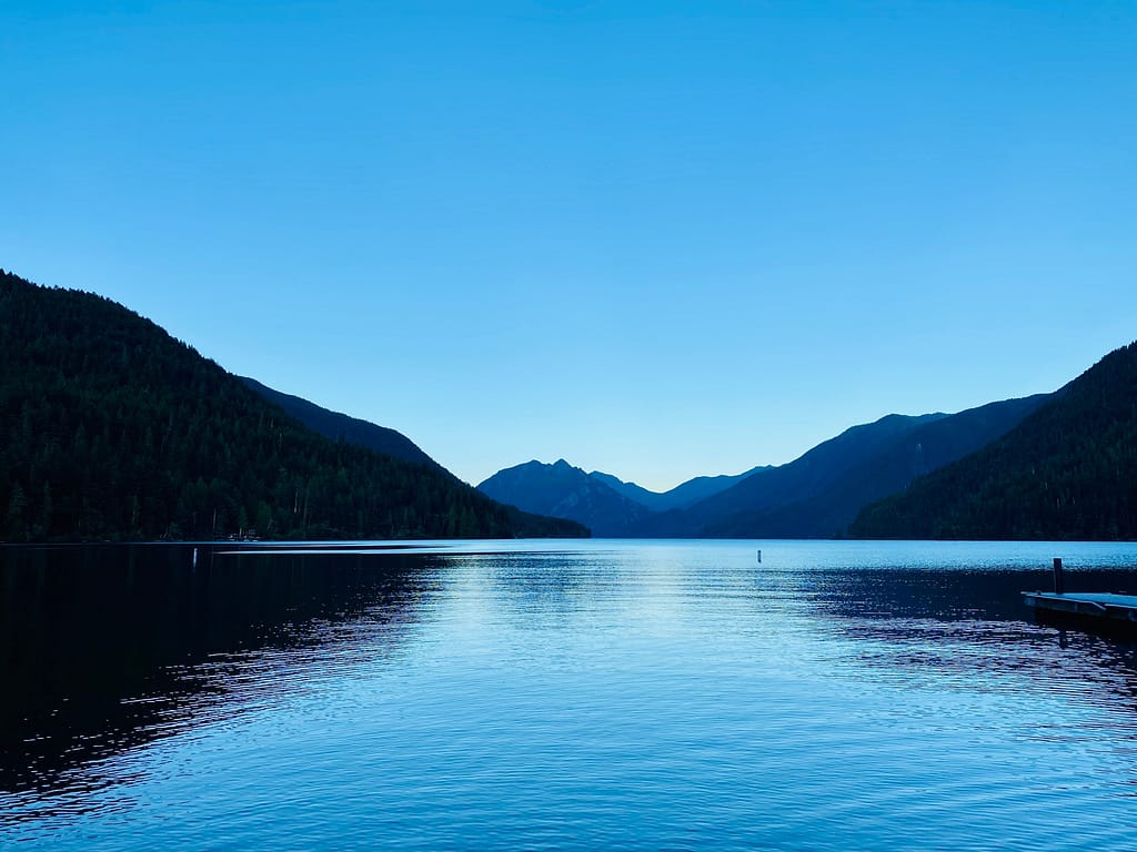 Evening sets in at Lake Crescent in Olympic National Park