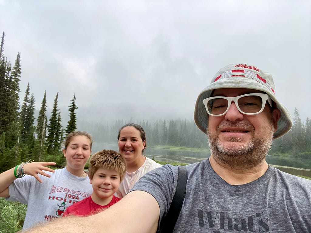 Family selfie at Reflection Lake