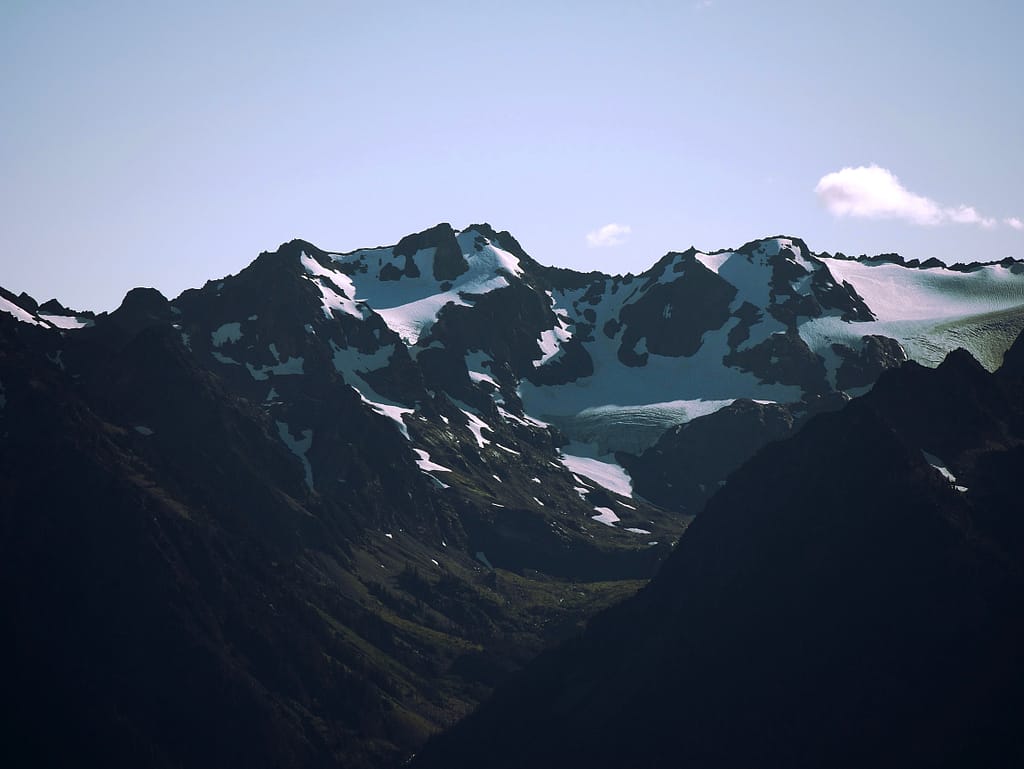 Snow and glacier capped Mount Olympus of Olympic National Park
