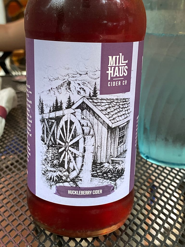 A Mill Haus huckleberry cider bottle