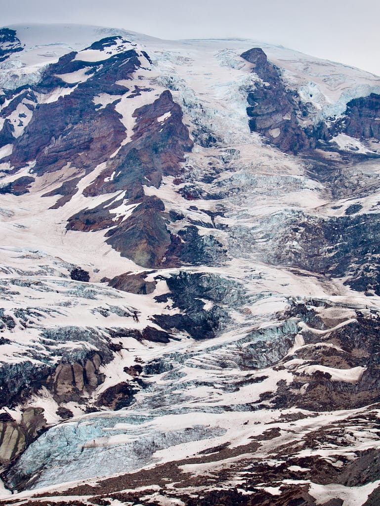 The long Nisqually Glacier on Mount Rainier